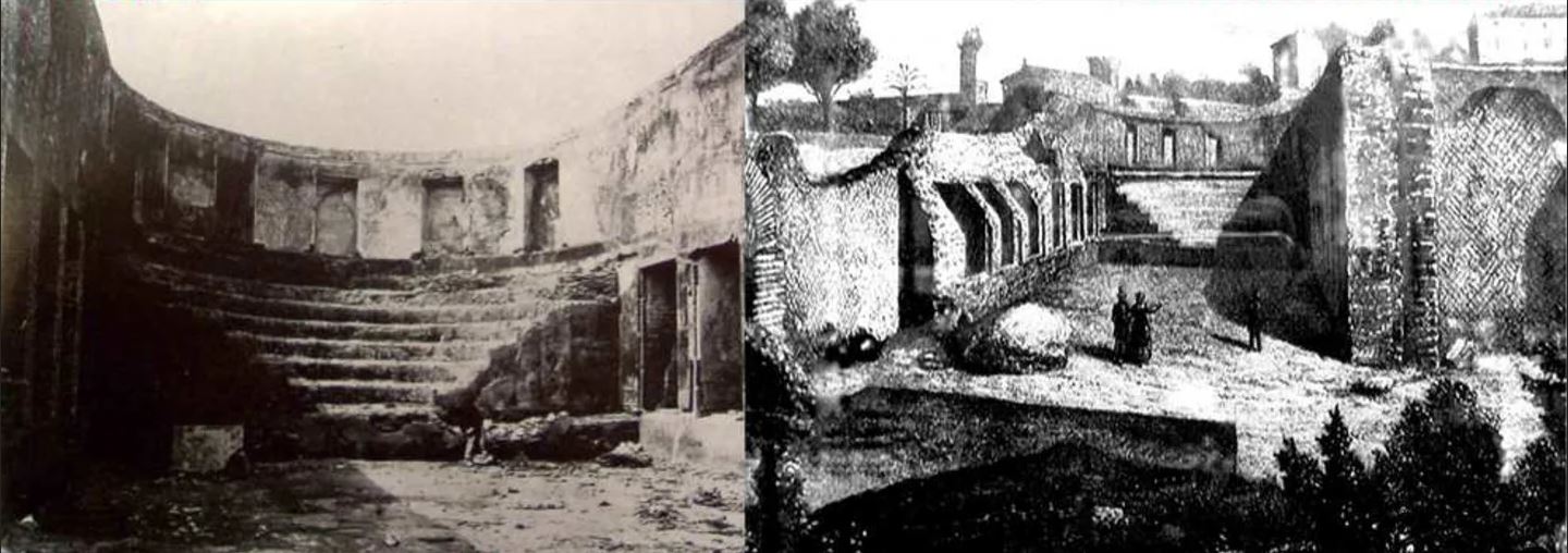 Auditorium di Mecenate, il ninfeo-triclinio quando fu scoperto nel XIX secolo