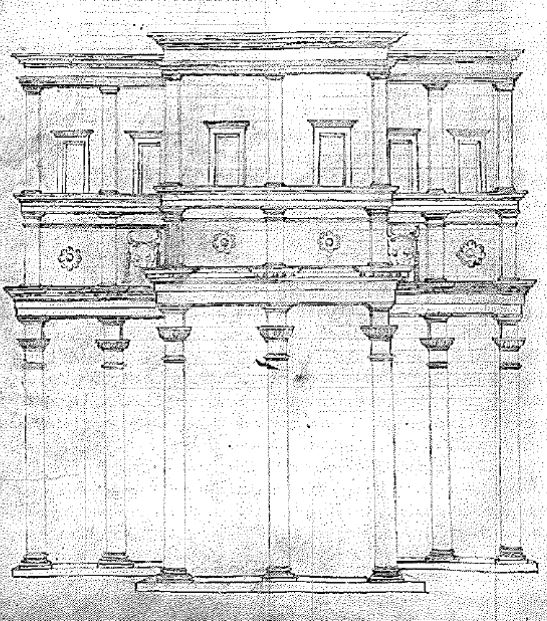 Francesco di Giorgio – Disegno a inchiostro della Basilica Emilia, 1480 ca – Codice Saluzziano, Biblioteca Reale di Torino