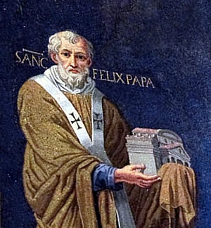 Papa Felice IV rappresentato nel mosaico del catino absidale della Basilica dei SS. Cosma e Damiano, VI secolo – Roma IT