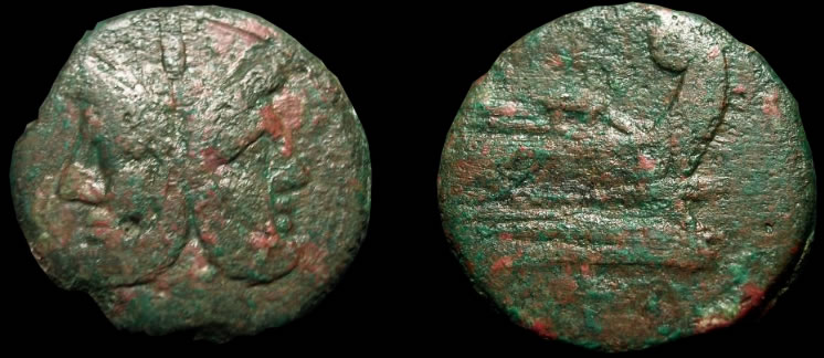 Asse Sestantario, coniato nel III secolo a.C. per pagare i debiti della I Guerra Punica