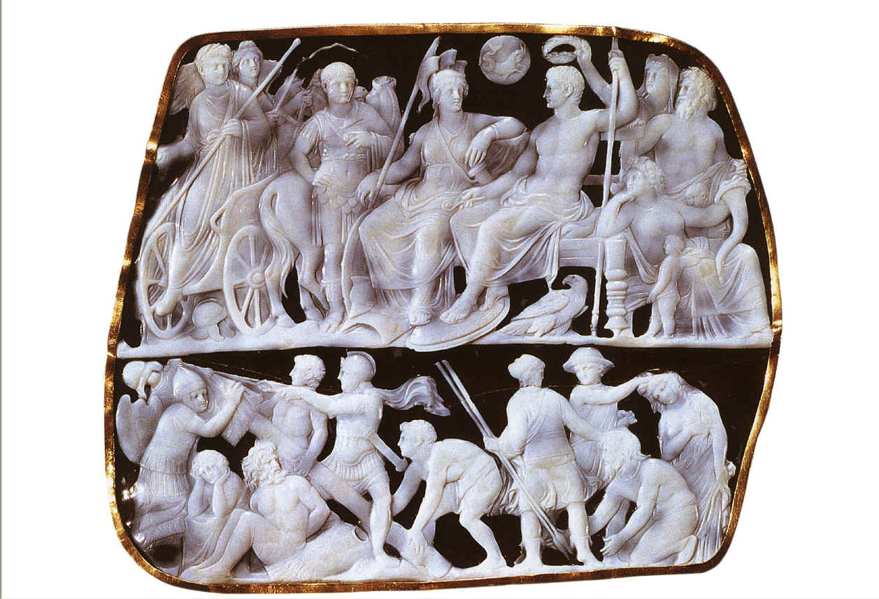 Gemma Augustea, Augusto in trono  come Giove. Attribuita a Dioscoride, 10 d.C. - Kunsthistorisches Museum Vienna O