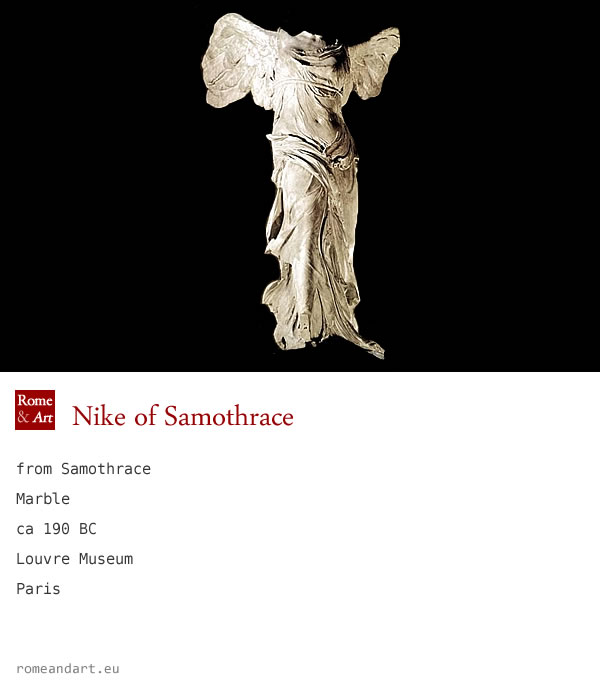 Nike di Samotracia, realizzata in traslucido marmo Pario – Museo del Louvre, Parigi