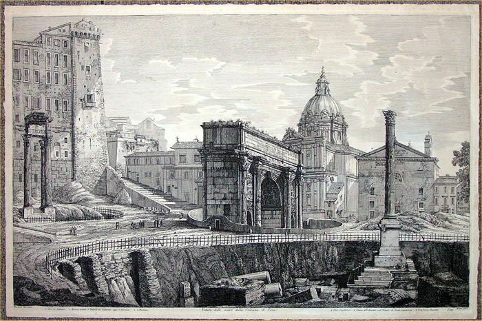 Luigi Rossini – Veduta dello scavo della Colonna di Foca, 1822