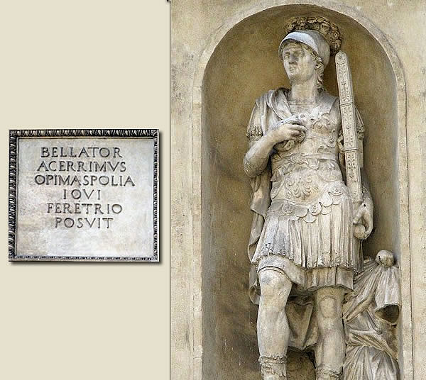 
Statua di Marco Claudio Marcello ed Epigrafe delle spolia opima consacrata a Giove Feretrio da Marco Claudio Marcello -222 a.C.