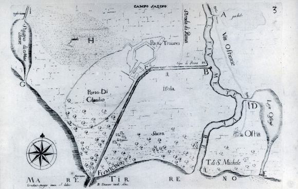 Topografia della zona costiera e della foce del Tevere nel XVII secolo