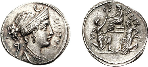 Moneta commemorativa della vittoria ottenuta  per merito di Silla nella guerra contro Giugurta