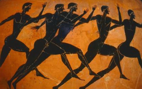 Vaso attico con raffigurazione di atleti impegnati nello stadium, VI secolo a.C.  Museo Archeologico Nazionale di Napoli, IT
