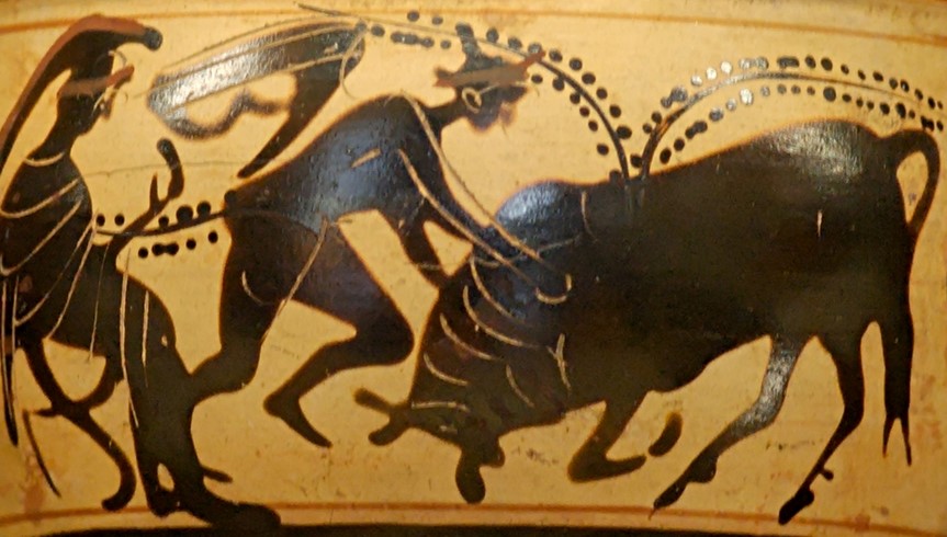 Vaso attico rappresentazioni di sacrifici di animali con rituali cruenti nella Grecia antica