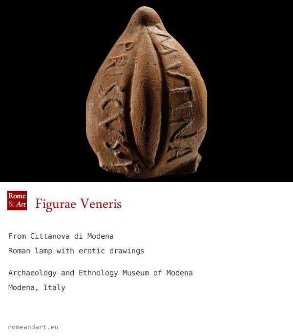 Lucerna con motivo decorativo a tema sessuale proveniente da Cittanova di Modena – Museo archeologico di Modena